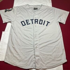 Detroit Tigers GRAY button Up JERSEY 50th Anniversary 1968 World Series MENS XL